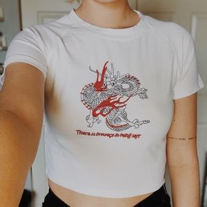 Embroidered dragon baby tee